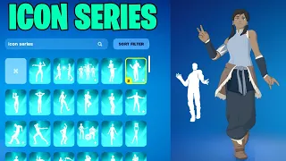 ALL ICON SERIES DANCE & EMOTES IN FORTNITE! (KORRA)