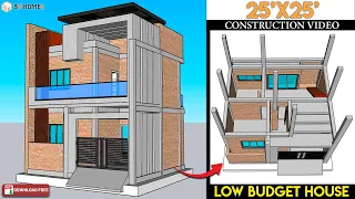 25x25 House Design | Construction Video | 25x25 House Plans | 25'x25' | Parking | Terrace Garden