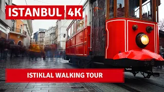 Istanbul Istiklal Street Rainy Day Walking Tour 18 December 2021|4k UHD 60fps