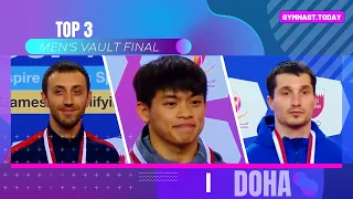 Top 3 in Men's Vault Final - 2024 Doha Gymnastics Apparatus World Cup