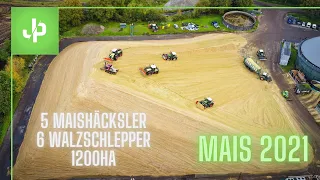 XXL Maissilo!! 4 Häckselketten, 1200ha! LU Blunk & Brockmann - Mais 2021 || JP Agrar