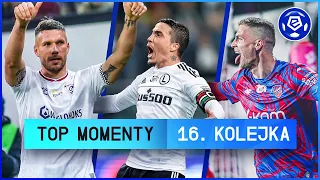 TOP MOMENTY 16. kolejki | Podolski trafia z połowy! | Ekstraklasa | 2022/23