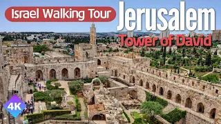 Tower of David, Jaffa Gate,  Museum street In Jerusalem, Israel. - 4K [Israel Walking Tour]