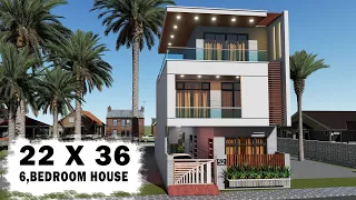 काम खर्चे में सुन्दर घर का डिज़ाइन,3D 22 by 36 car parking house plan,22*36 house design ,3D house