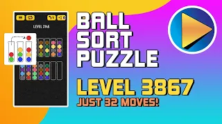 Ball Sort Puzzle Level 3867 Walkthrough [32 Moves!]