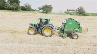 Stroh pressen mit John Deere 6330 und John Deere 582