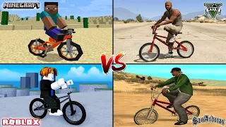 MINECRAFT BMX VS GTA 5 BMX VS GTA SAN ANDREAS BMX VS ROBLOX BMX - WHICH IS BEST?