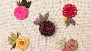 5 Basic Flower Embroidery For Beginners / Hand Embroidery Tutorial for Beginners / Gossamer
