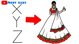 How to draw a beautiful traditional girl holding Diwali diya | Diwali drawing easy | Diwali drawing