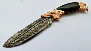 make ornamental knives from scrap metal - how to make feather knife for beginners