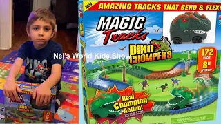 Magic Tracks Dino Chompers /8 Feet of Track with Real Chomping Action Dino Car - Toys unboxing