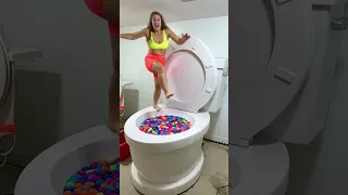 SUPER HIGH JUMP Slow Motion into Worlds Largest Toilet Surprise Eggs Pool #shorts