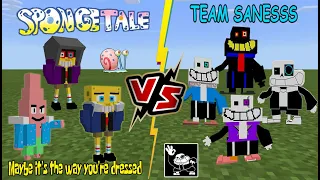 Spongetale (Spongebob and Patrick Sans) VS Team Saness (Underpants) Minecraft PE