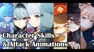 Genshin Impact - All 5⭐ Character Skills & Attack Animations