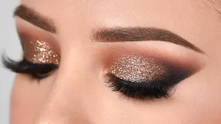 GOLD GLITTER Smokey Eye Makeup Tutorial