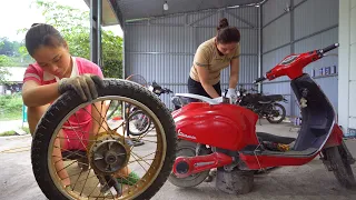 Mechanical Girl: Repairs and Restores Electric Motorbike, Cub Motorbike 50CC__Genius Girl