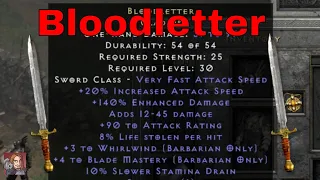 D2R Unique Items - Bloodletter (Gladius)