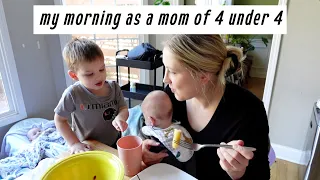 morning with twins  mom of 4 // realistic morning routines