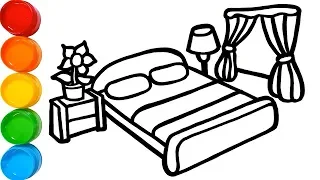 Glitter Bedroom Drawing and Coloring Pages for Kids | Bedroom painting  for toddlers