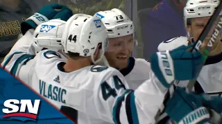 Sharks' Noah Gregor Wires Home Snapshot To Pick Up First Career Hat Trick vs. Coyotes