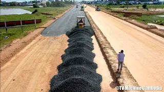 The First Step Processing Dozer D41E Pushing With Grader Spreading Gravel Making Foundation Road