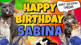 Happy Birthday Sabina! Crazy Cats Say Happy Birthday Sabina (Very Funny)