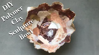 DIY Polymer Clay Project, Bohemian Home Decor Sculpture Bowl with Gold Leaf