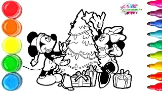 dessin et coloriage Mickey Mouse et mini Sapin de noël/ draw and color Christmas #TT129
