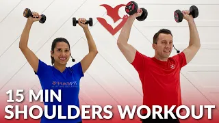 15 Min Shoulder Workout with Dumbbells at Home for Women & Men - Deltoid Exercises for Shoulders