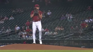 Zac Gallen Slow Motion Pitching Mechanics (3rd Base Side View)