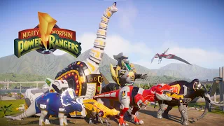 Mighty Morphin Power Rangers Zords - Titanus, Dragonzord, Tyrannosaurus Battle and Rampage