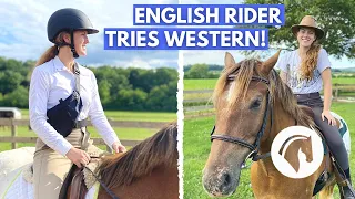 ENGLISH RIDER TRIES RIDING WESTERN