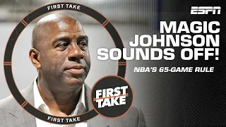 Stephen A. reacts to Magic Johnson's thoughts on the NBA's 65-game rule 🗣️ | First Take