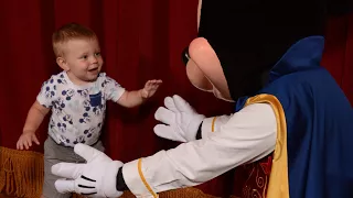 21 month old son meets talking Mickey Mouse at Magic Kingdom!