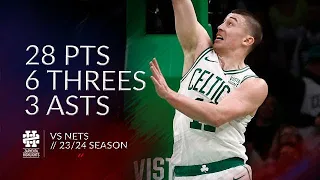 Payton Pritchard 28 pts 6 threes 3 asts vs Nets 23/24 season