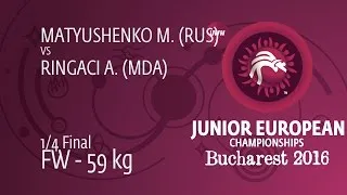 1/4 FW - 59 kg: M. MATYUSHENKO (RUS) df. A. RINGACI (MDA) by TF, 12-1