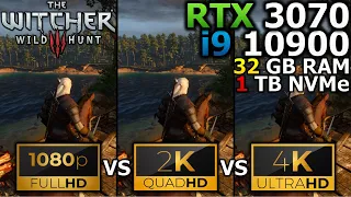 The Witcher 3 Wild Hunt | 1080p vs 1440p vs 2160p | RTX 3070 | i9 10900 | 32GB RAM | 1TB M.2 SSD