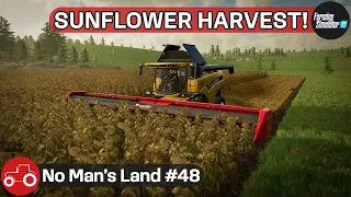 Sunflower Harvest & Making Silage Bales - No Man's Land #48 FS22 Timelapse