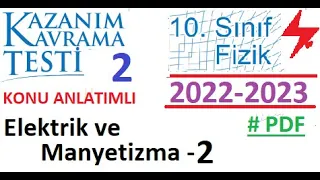 10. Sınıf | Fizik | Kazanım Testi 2 | Elektrik ve Manyetizma 2 | 2022 2023 | TYT | AYT | MEB | EBA