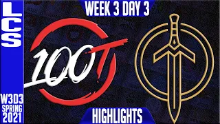 100 vs GGS Highlights | LCS Spring 2021 W3D3 | 100 Thieves vs Golden Guardians