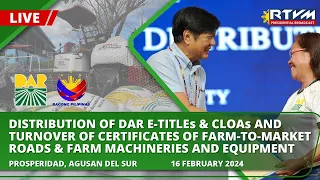 DAR Region XIII Region-wide distribution of E-Titles/CLOA & FMR and Farm Machineries & Equipment