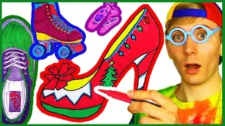 Shoes Coloring Page - Draw & Color Dress Shoes, Boots, Roller Blades, Ice Skates for Kids