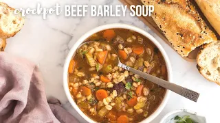 Slow Cooker Beef Barley Soup: healthy crockpot meal! | The Recipe Rebel