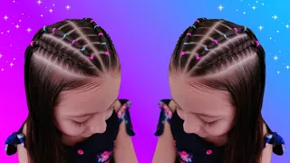 PEINADO PARA NIÑA / PASO A PASO, MIX TRENZAS & LIGAS 💖🙌