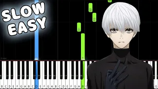 Unravel - Tokyo Ghoul OP - SLOW EASY Piano Tutorial [animelovemen]