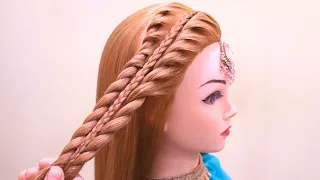 2 Trendy open hairstyles wedding l twist hair style for every outfit l flower hairstyle for girls