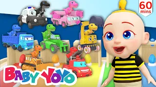 The Colors Song ( Construction Vechicles with Dinos ) + more nursery rhymes & Kids songs -Baby yoyo