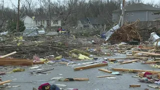 Tornado damage last night in Bowling Green, Kentucky