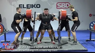 World Record Squat with 440.5 kg by Sen Yang TPE in 120 kg class