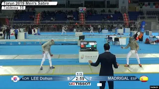 2019 240 T16 04 M S Individual Cadets Torun POL WCH YELLOW MADRIGAL ESP vs LEE KOR